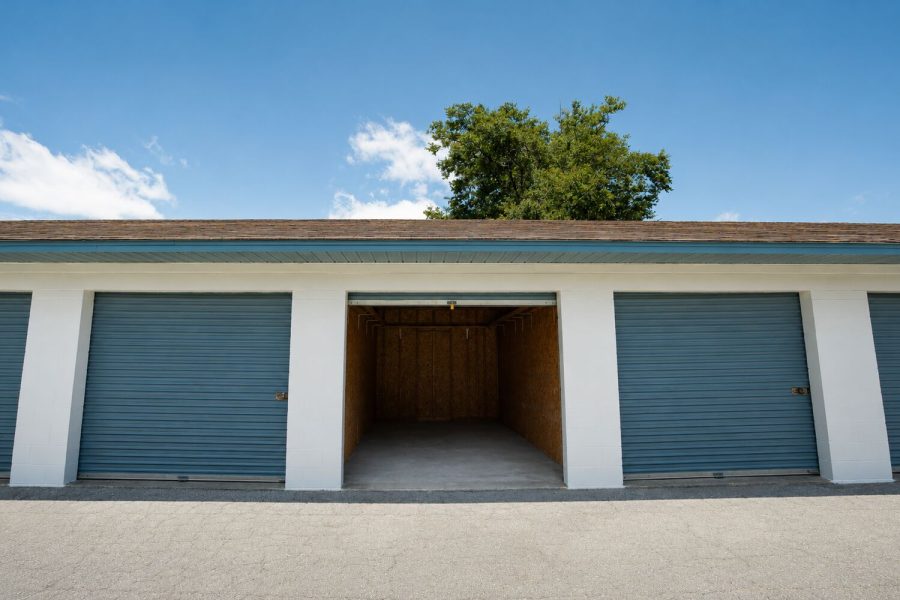 Empty storage unit interior with roll-up door open at StoragePUP of Leesburg