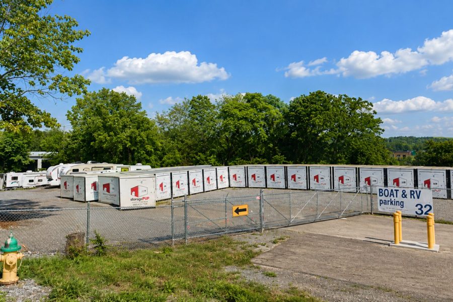 Boat and RV parking inside the fenced lot at StoragePUP of Morristown, Morristown TN